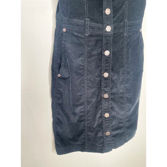 Abercrombie & Fitch Black Corduroy Mini Dress XXS Button Retro 70s Mini - Picture 6 of 8